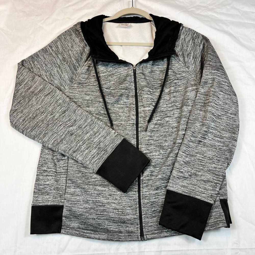 Danskin Now Full Zip Hoodie Polyester Space Dye Greystone Athleisure XXL 20